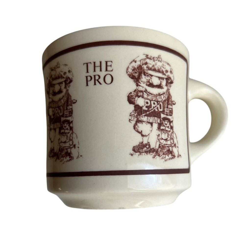 Vintage Thought Factory Ivory & Brown "The Pro" Golf Themed Ceramic Coffee Mug